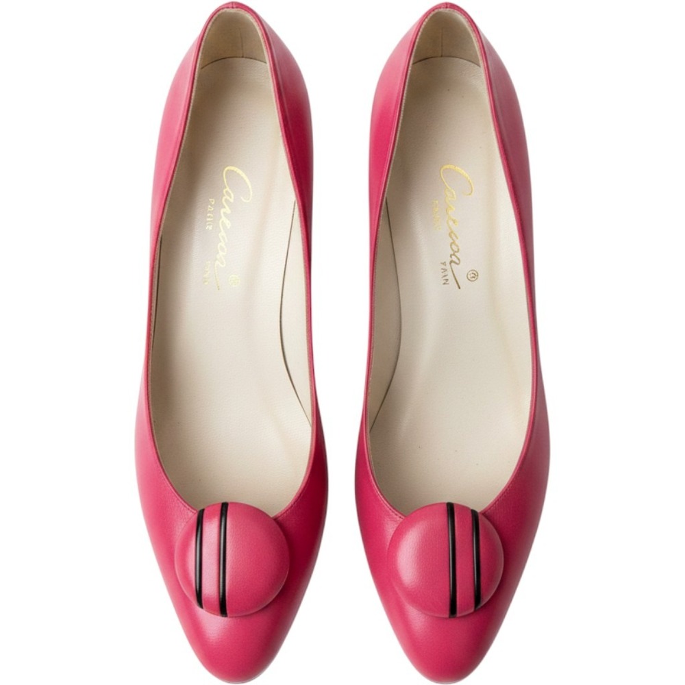 Caressa Spain Vintage 80s Pink Leather Kitten Heel Pumps Pointed Toe Size 8.5M
